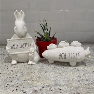 Rae Dunn happy Easter bunny and hop to it carrot